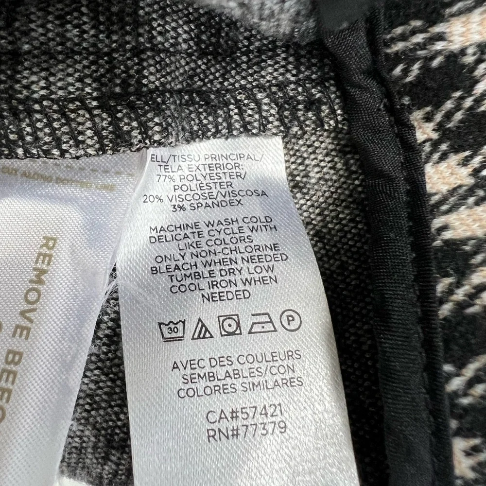 Ann Taylor Houndstooth Wide Leg Trousers Sz 0 Pants Ivory Black Career Preppy - Picture 9 of 10